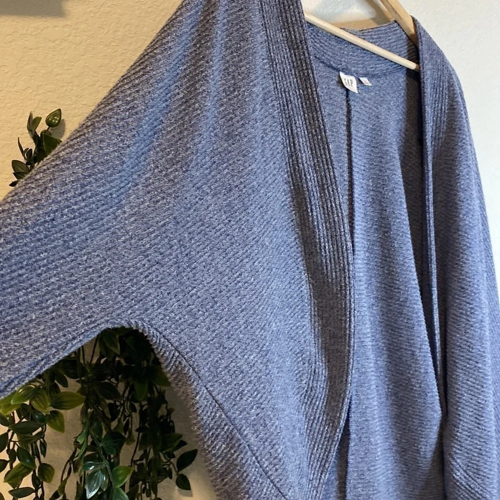 Gap Blue Ribbed Dolman Sleeve Open Front Cardigan - Medium